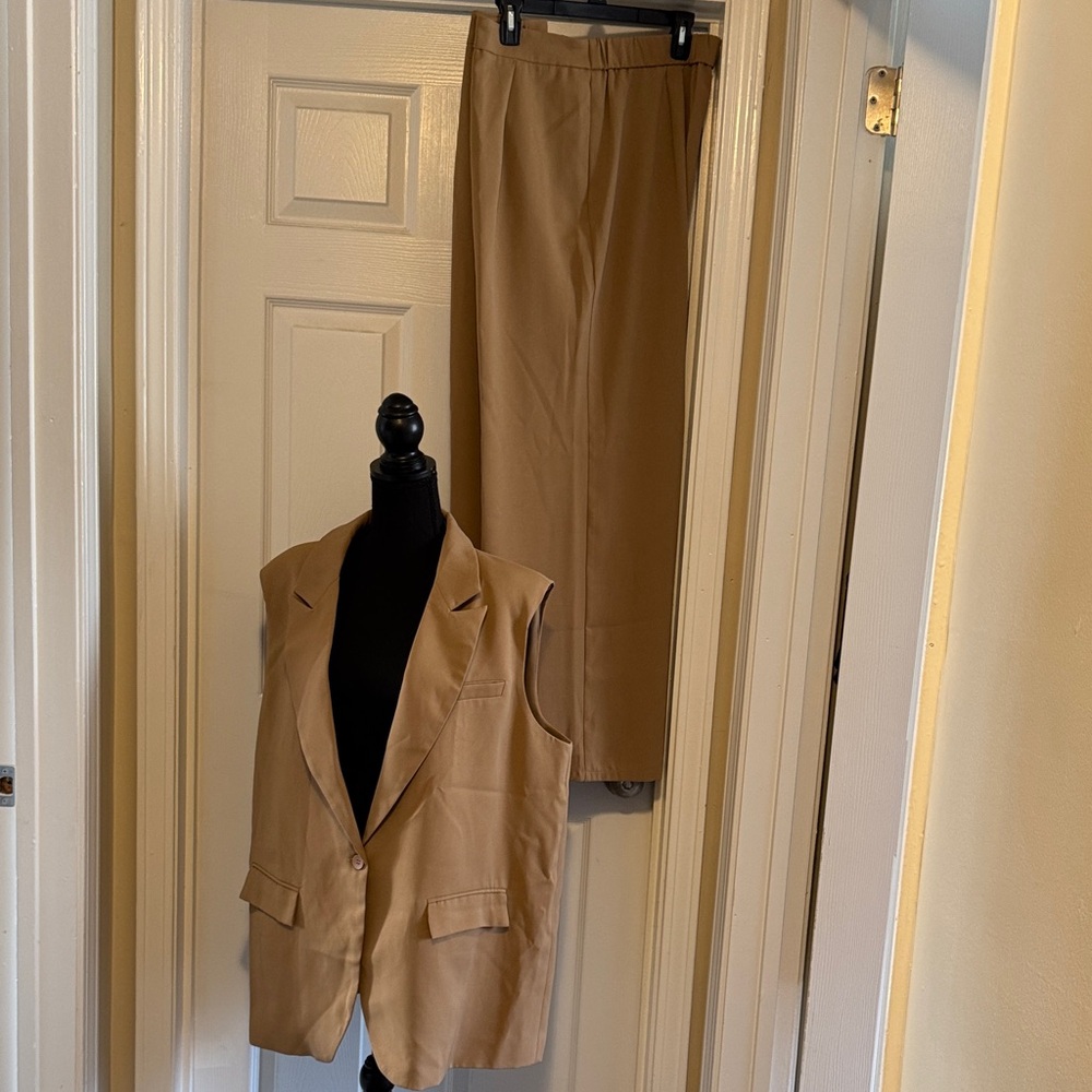 Tan Two-Piece Suit Set